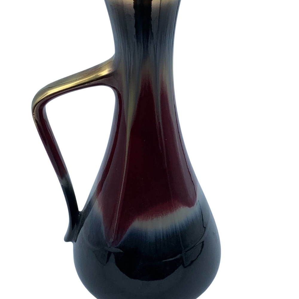 Vintage MCM Black Drip Glaze Pitcher or Vase Made in Germany